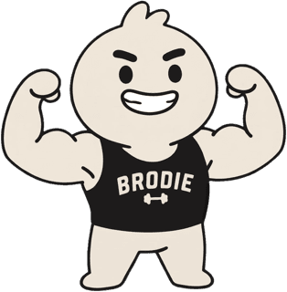 Brodie, the challenge mascot, flexing